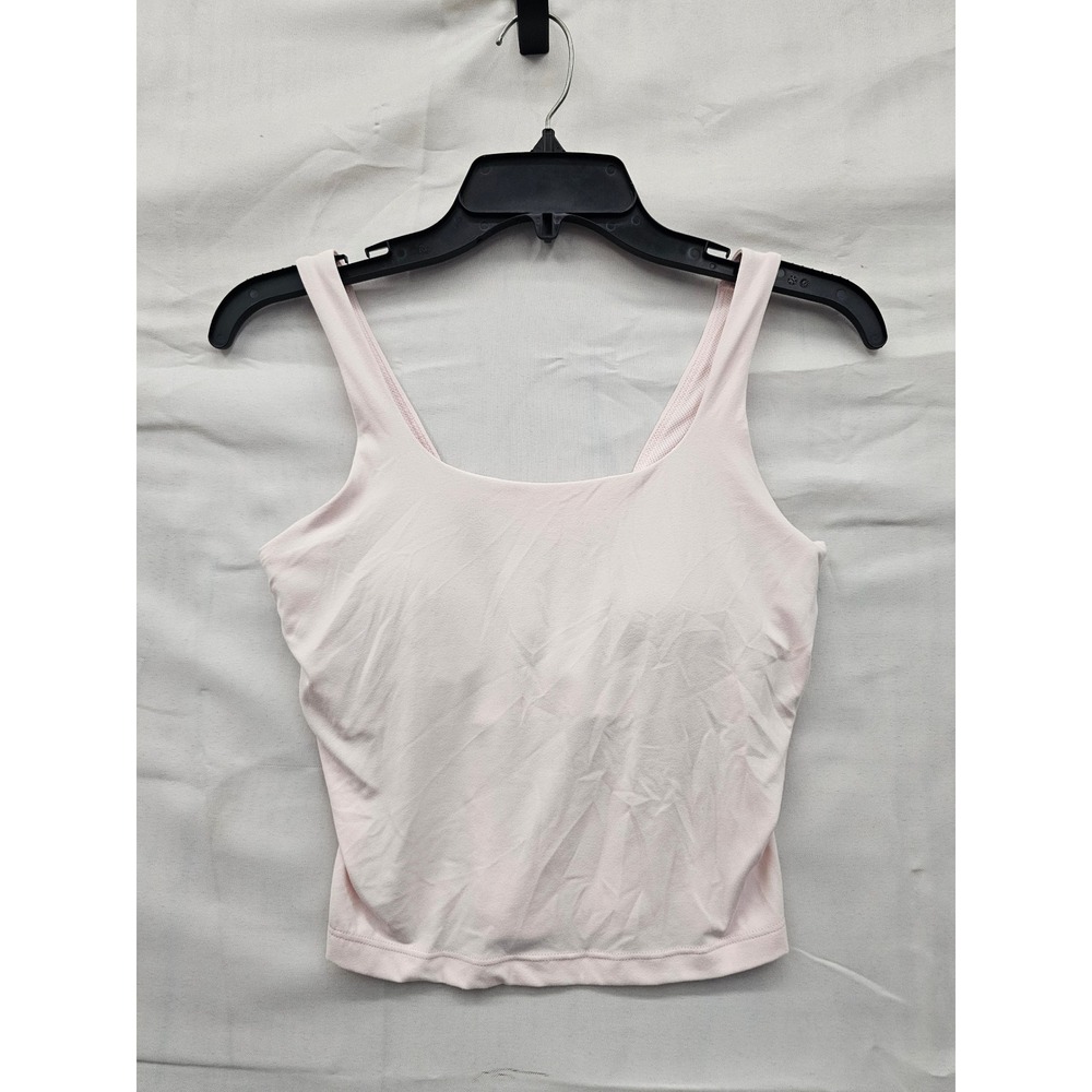 All in Motion Womens Square Neck Twist Back Tank Top Pink Nylon Blend Workout XS